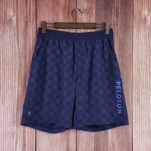 Rhone X Peloton Mens Medium Unlined Gym Training Shorts Navy Checkered Pattern